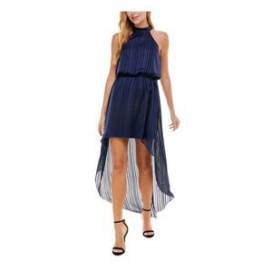 CITY STUDIO Womens Hi-low Keyhole-back Sleeveless Maxi Party Blouson Dress